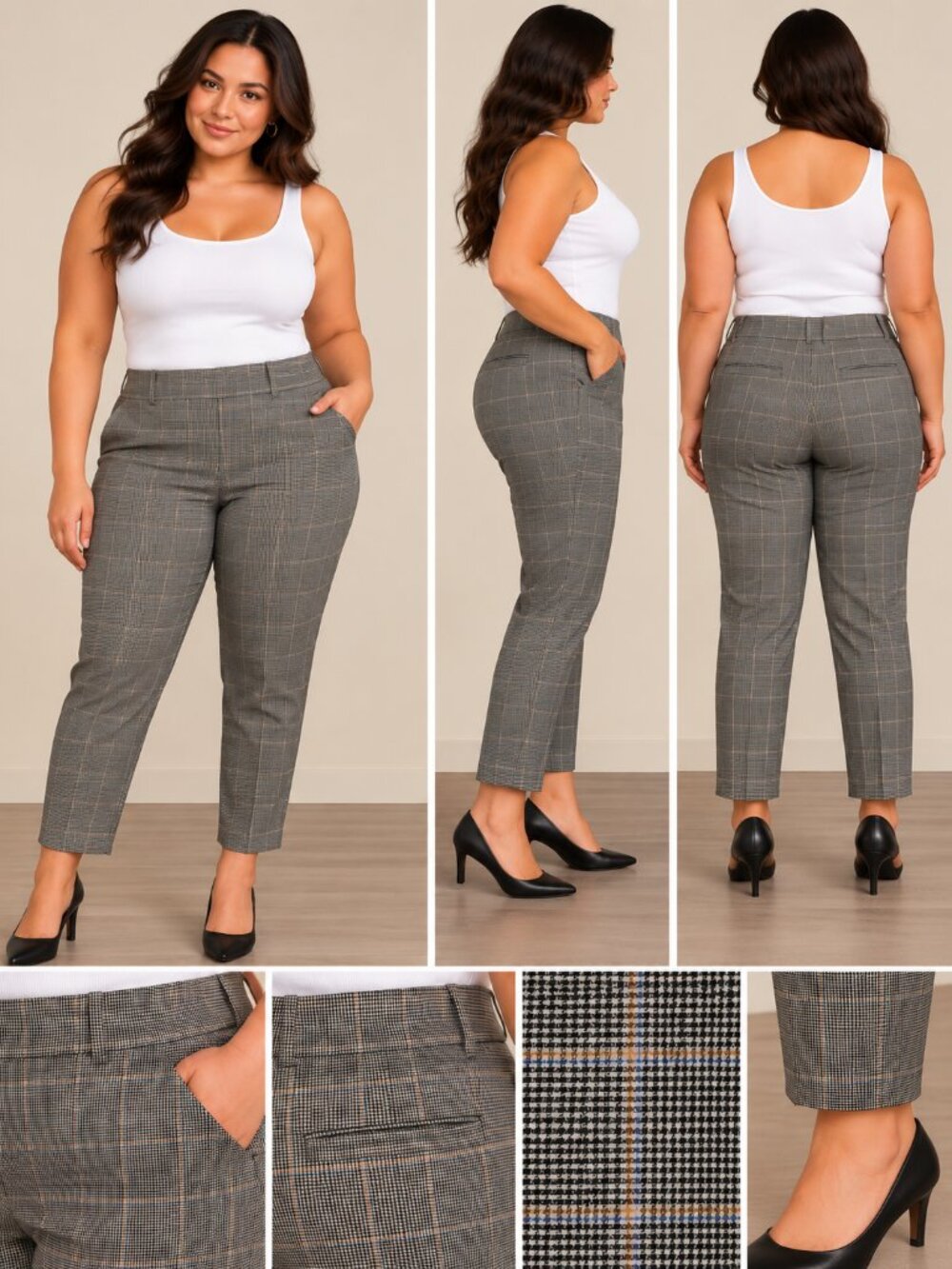 Penningtons Size 18 Plaid Pull-On Slim Leg Pants